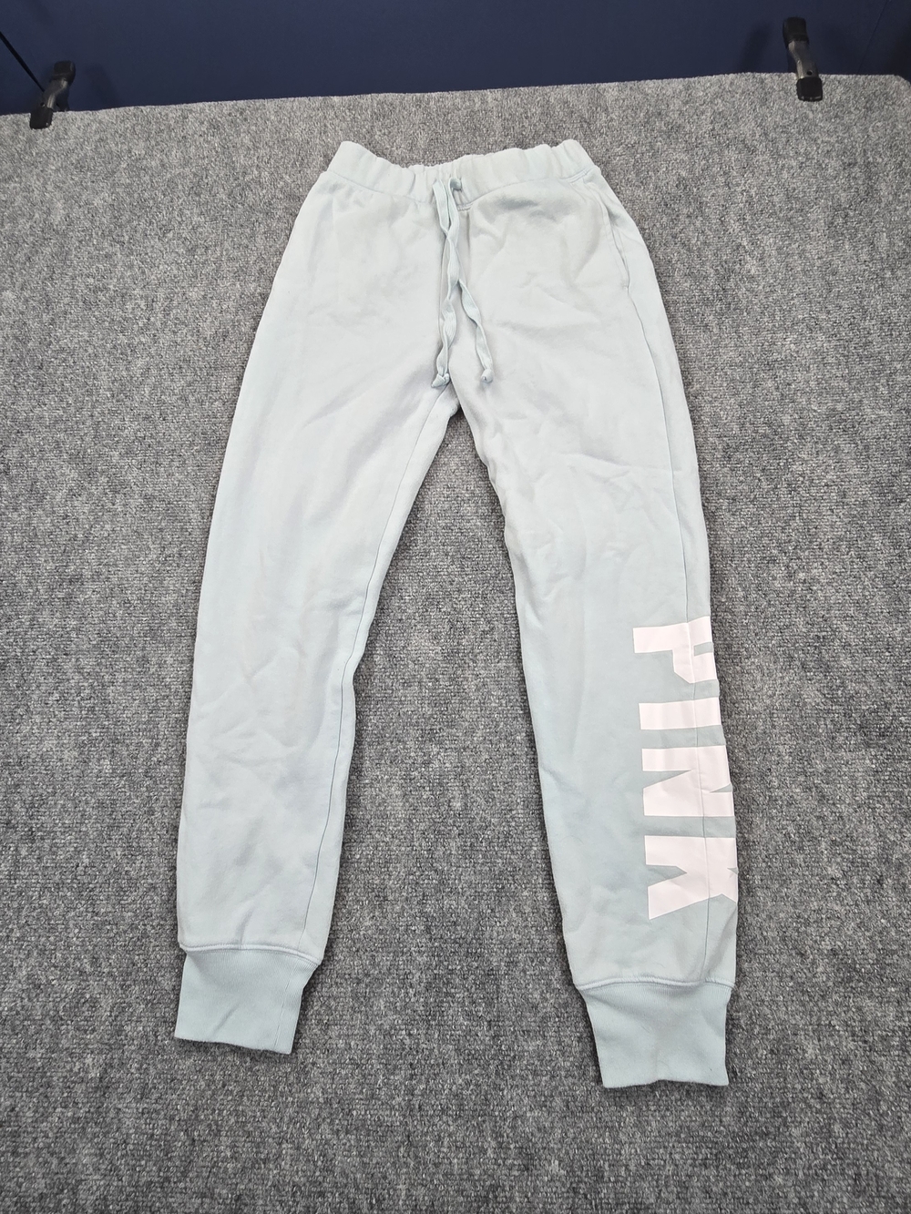 PINK Victoria's Secret Light Blue Jogger Sweatpants Womens XS Fleece Logo Lounge